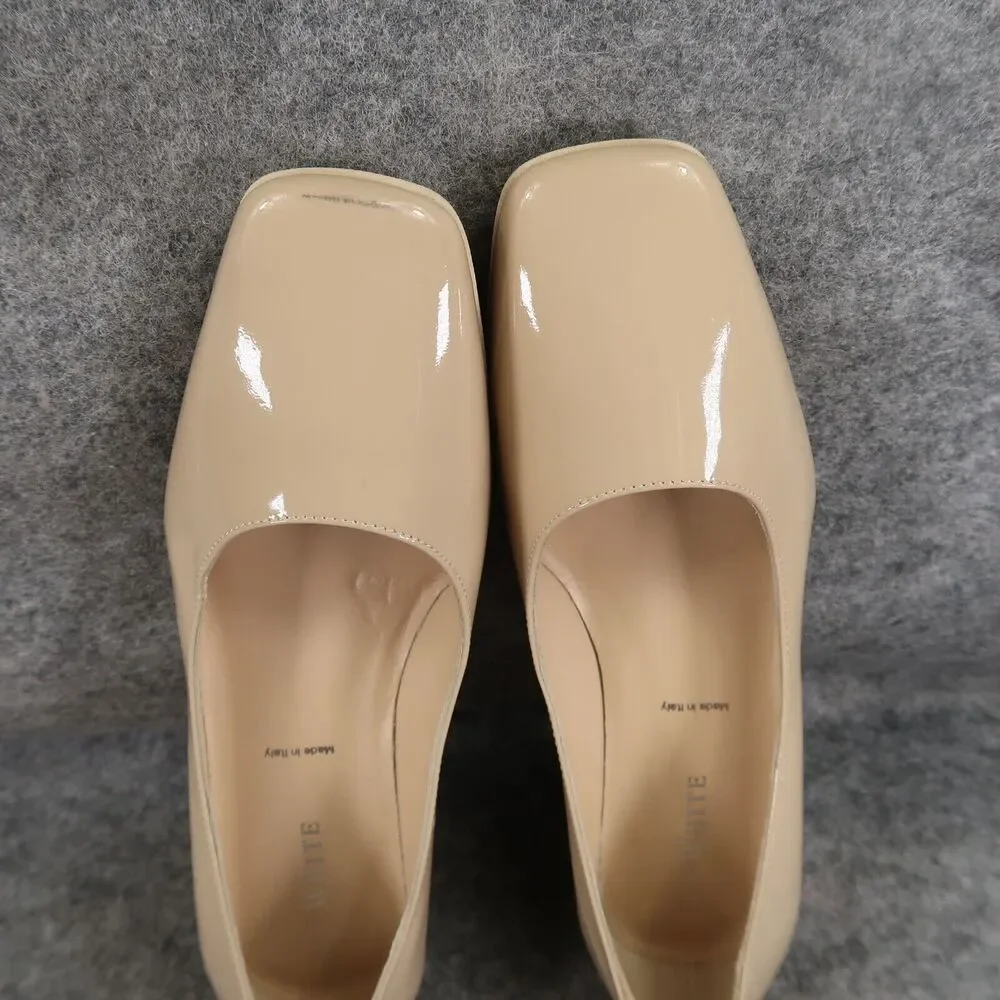 Ron White Shoes Womens 37 Pumps Square Toe Block Heel Patent Leather Lizbeth Tan